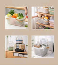 Multipurpose Mesh Storage & Fruit Basket with Bamboo Handles – Large Kitchen Organizer (40×17×25 cm)